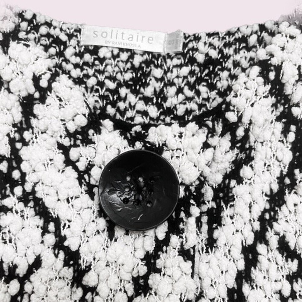 Anthropologie Solitaire Sweater Cardigan Black White Geometric Womens Size Small - Picture 5 of 10